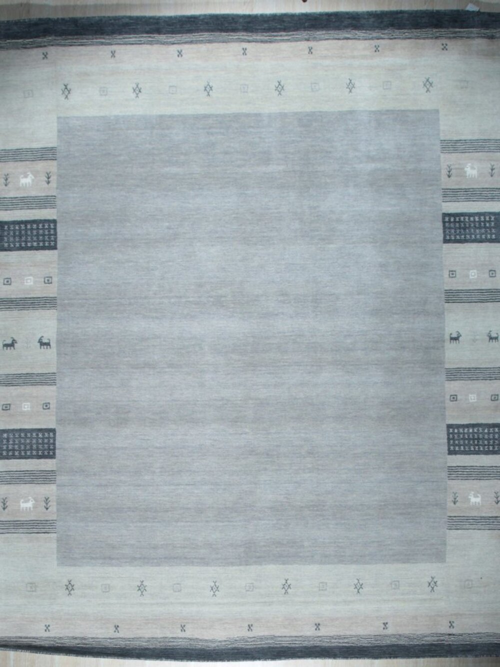 Handloomed Gray Gabbeh Tribal Wool Area Rug